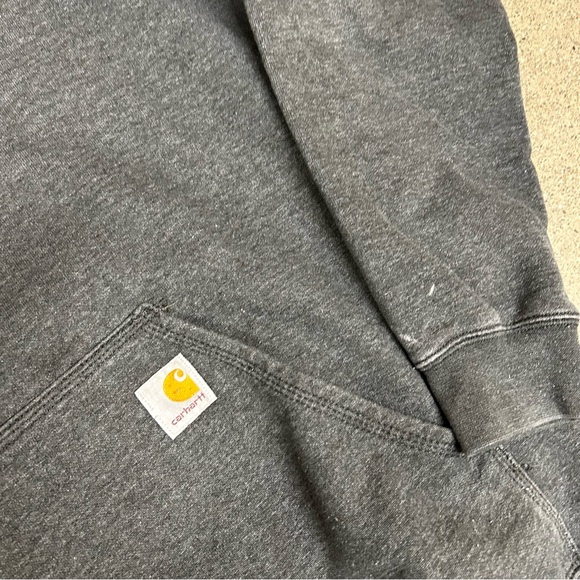 Carhartt Hoodie Mens Medium Grey Loose Fit Pullover Fleece K121 026 Sweatshirt - Picture 3 of 11